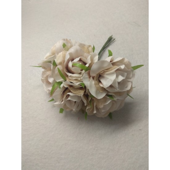 Цветы из ткани 4,5-5 см в пучках (6 шт) цв. бежевый, цена за пучок